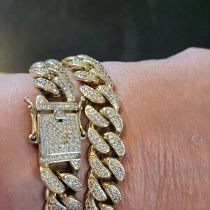 GLD "Diamond Cuban link Yellow Gold plated" double wrap bracelet
